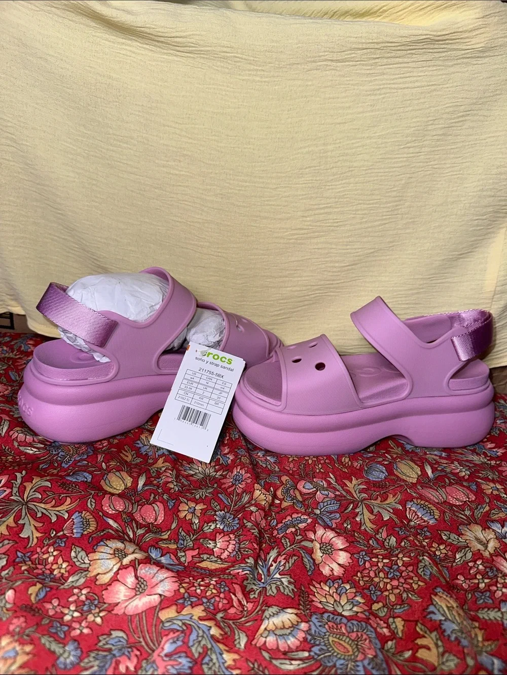 CROCS Kids Platform Sandals - Lavender Pink
